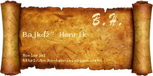 Bajkó Henrik névjegykártya