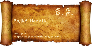 Bajkó Henrik névjegykártya
